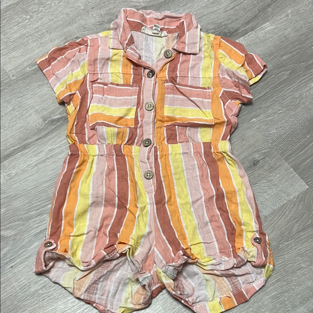 Jessica Simpson Kids Romper in Pink, Orange, and Yellow Stripes